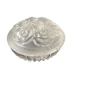Clear Glass Lidded Bowl Dish 4” W, 3” T Incl Lid Frosted & Clear Trinket Box NEW